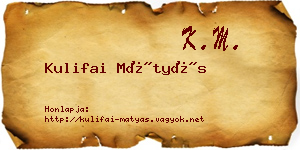 Kulifai Mátyás névjegykártya