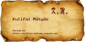 Kulifai Mátyás névjegykártya